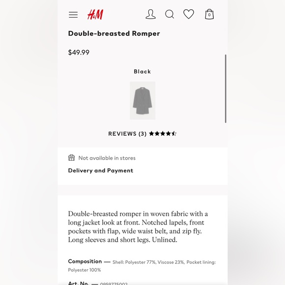 H&M double breasted blazer romper - Picture 3 of 6